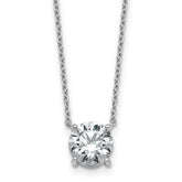 14k White Gold 1 1/2 carat Certified Lab Grown Diamond VS/SI+ G+ Round Complete Four Prong 18 inch Solitaire Necklace